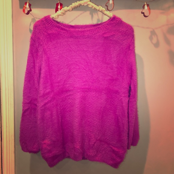 Vici Sweaters - Fuzzy Fuschia Sweater.